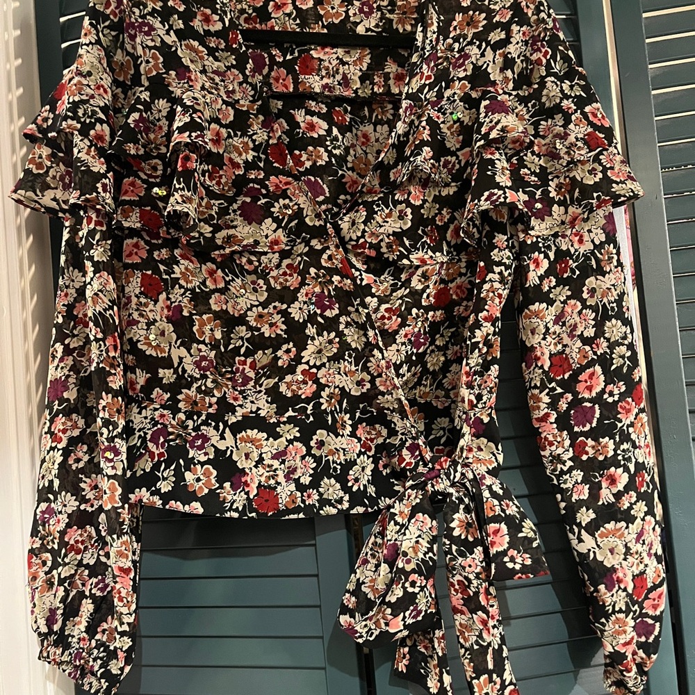 ASOS New Look Ruffled Wrap Blouse